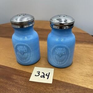 Rare Blue Slag Glass Owl Salt And Pepper‎ Shakers